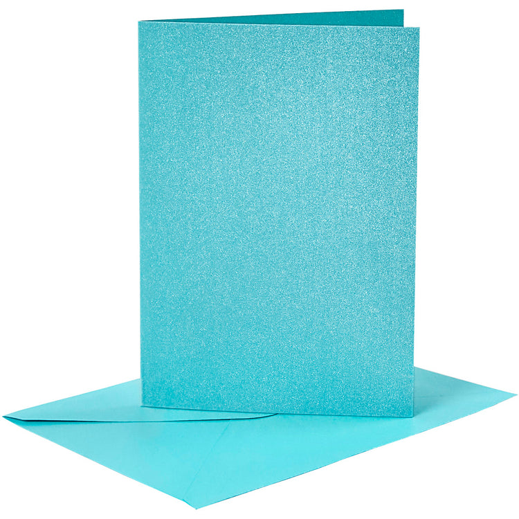 Cartes et enveloppes d'entreprise Creativ, format carte 10,5x15 cm, format enveloppe 11,5x16,5 cm, nacre, 120+210 gr, bleu, 4 set 1 boîte
