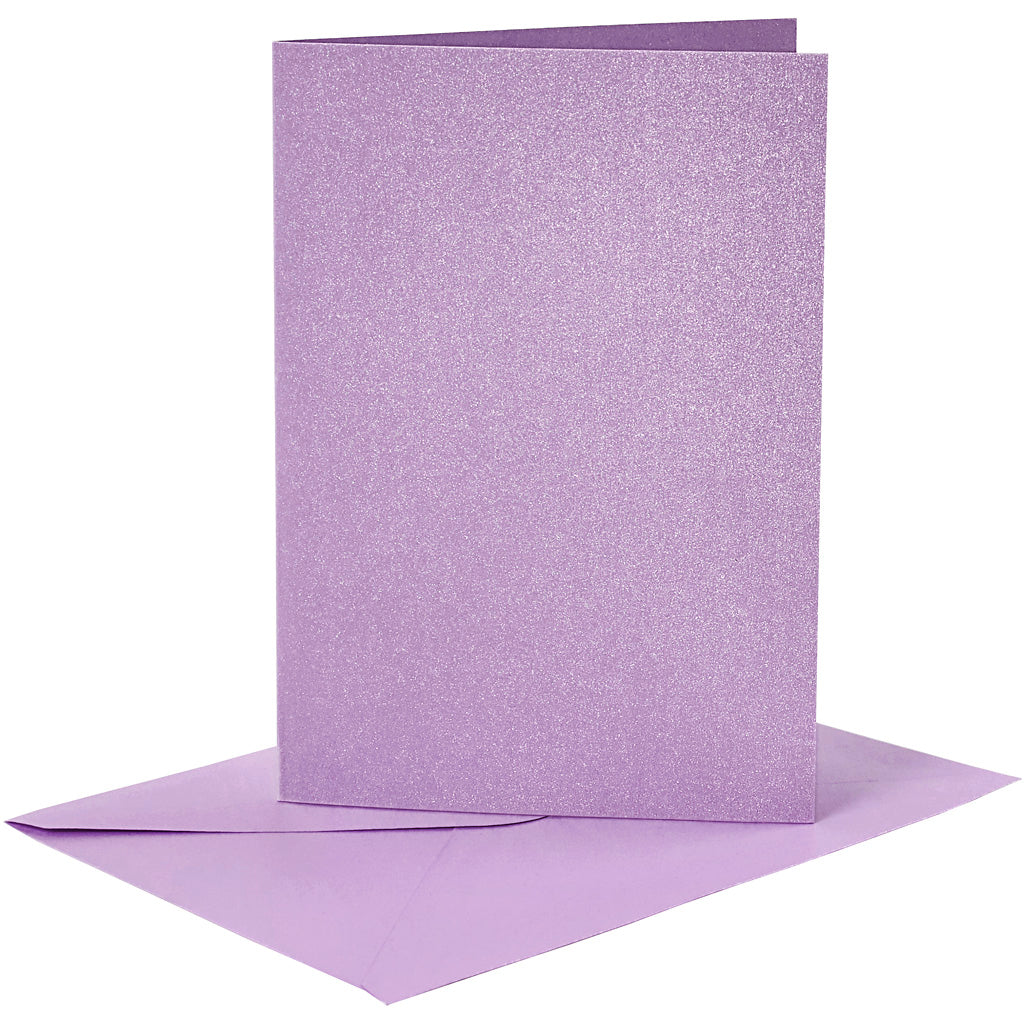Cartes et enveloppes d'entreprise Creativ, format carte 10,5x15 cm, format enveloppe 11,5x16,5 cm, nacre, 120+210 gr, violet, 4 set 1 boîte