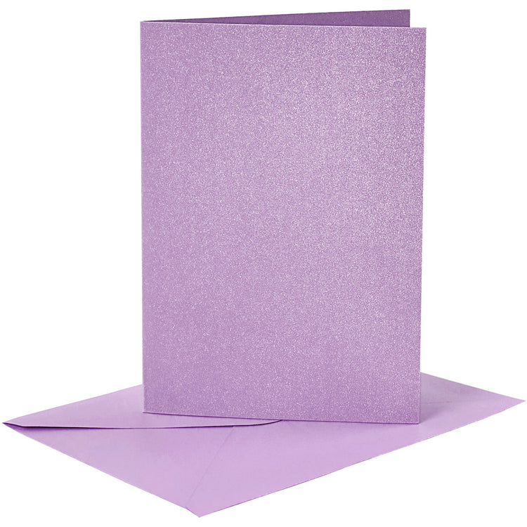 Cartes et enveloppes d'entreprise Creativ, format carte 10,5x15 cm, format enveloppe 11,5x16,5 cm, nacre, 120+210 gr, violet, 4 set 1 boîte