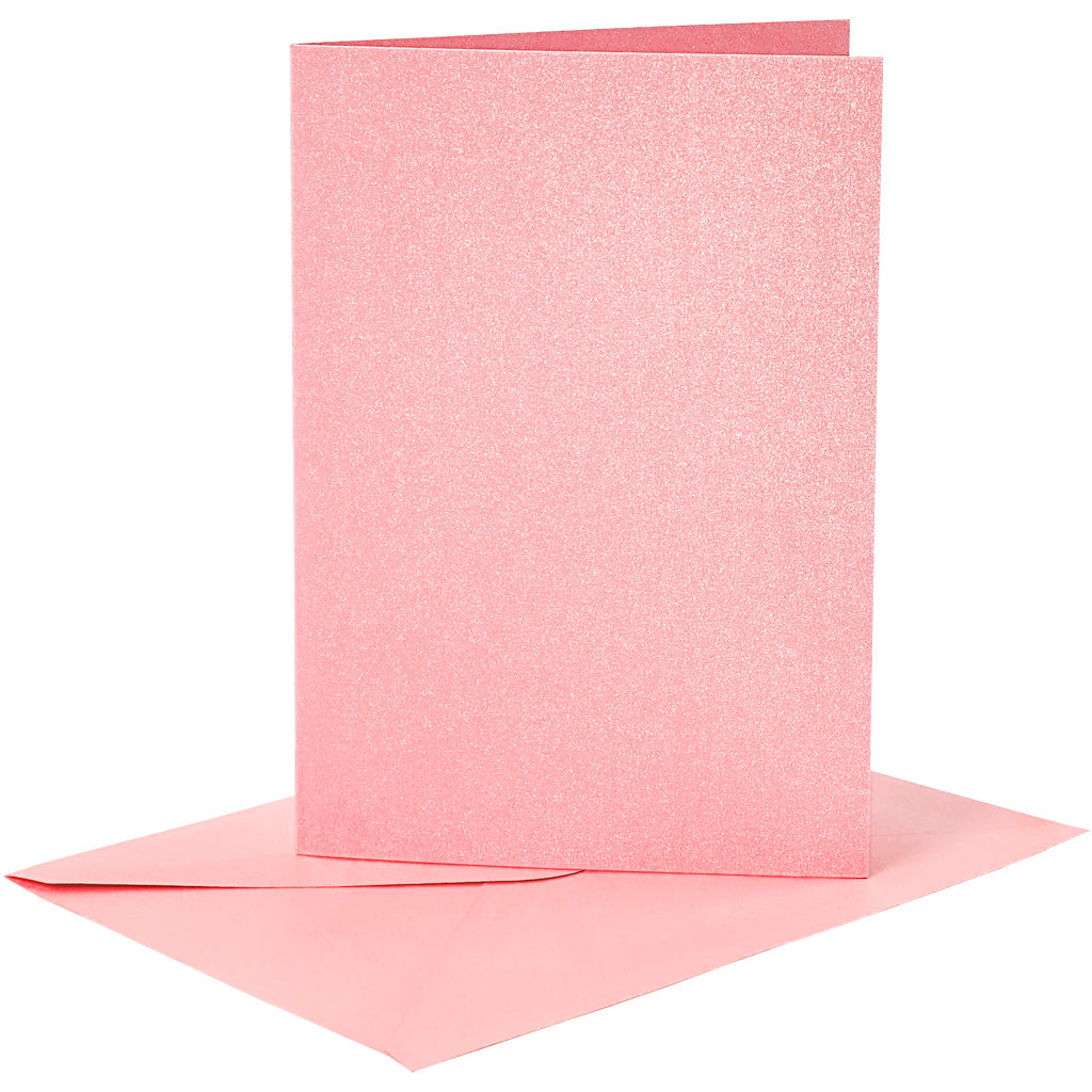 Cartes et enveloppes d'entreprise Creativ, format carte 10,5x15 cm, format enveloppe 11,5x16,5 cm, nacre, 120+210 gr, rose, 4 set 1 boîte