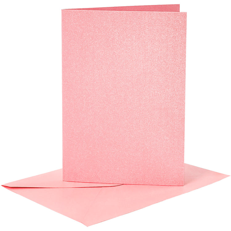Cartes et enveloppes d'entreprise Creativ, format carte 10,5x15 cm, format enveloppe 11,5x16,5 cm, nacre, 120+210 gr, rose, 4 set 1 boîte