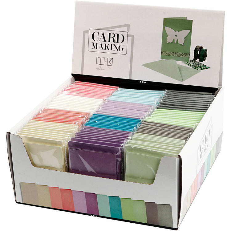 Cartes et enveloppes d'entreprise Creativ, format carte 10,5x15 cm, format enveloppe 11,5x16,5 cm, 120+210 gr, différentes couleurs, boîte 12x10 1 boîte