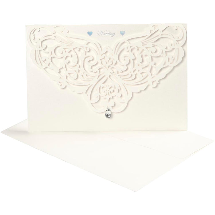 Carte d'entreprise Creativ avec enveloppe, format carte 12x17,7 cm, format enveloppe 18,x12,5 cm, 230 gr, blanc cassé, 5 set 1 boîte