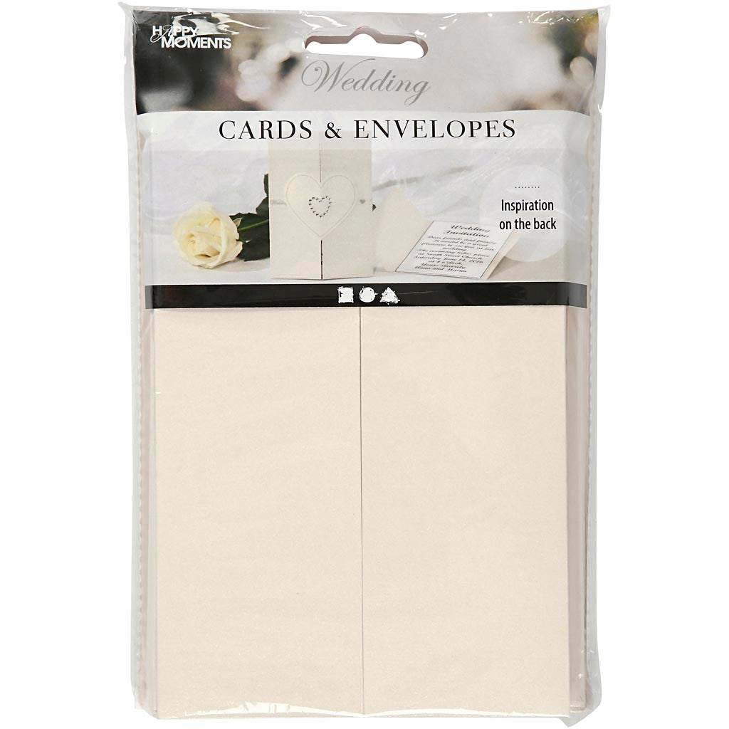 Enveloppe pour carte en nacre Creativ company, format carte 10,5x15 cm, format enveloppe 11,5x16,5 cm, 230+120 gr, blanc cassé, 10 sets 1 boîte