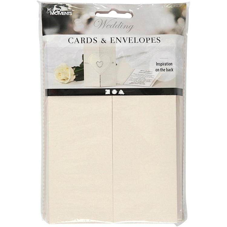 Enveloppe pour carte en nacre Creativ company, format carte 10,5x15 cm, format enveloppe 11,5x16,5 cm, 230+120 gr, blanc cassé, 10 sets 1 boîte
