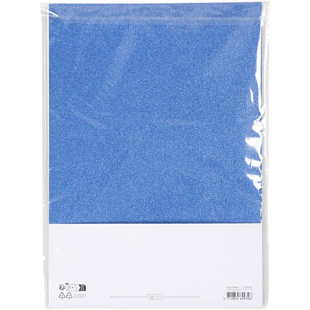 Carton pailleté, A4, les couleurs peuvent varier, 250 gr, 10 feuilles, 1 boîte