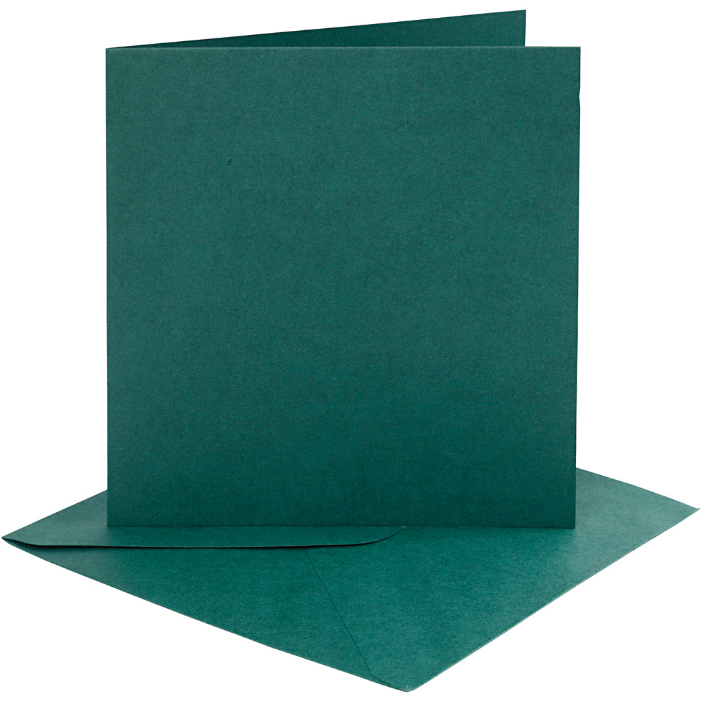 Cartes et enveloppes d'entreprise Creativ, format carte 15,2x15,2 cm, format enveloppe 16x16 cm, 230 gr, vert foncé, 4 set 1 boîte