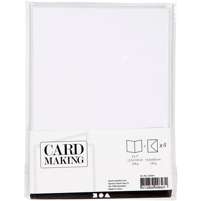 Cartes et enveloppes d'entreprise Creativ, format carte 12,7x17,8 cm, format enveloppe 13,3x18,5 cm, 230 gr, blanc, 4 set 1 boîte