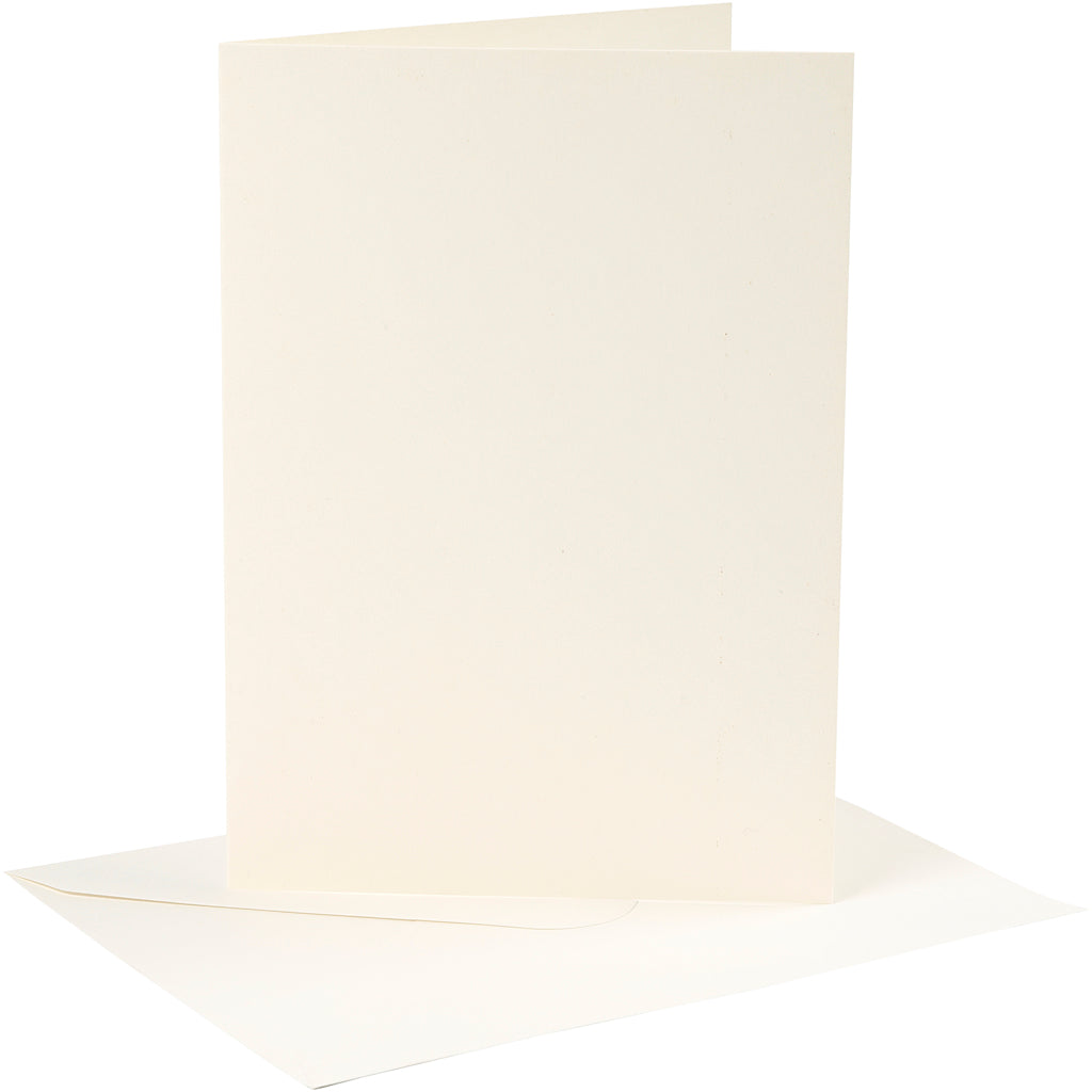 Cartes et enveloppes d'entreprise Creativ, format carte 12,7x17,8 cm, format enveloppe 13,3x18,5 cm, 220 gr, blanc cassé, 4 set 1 boîte