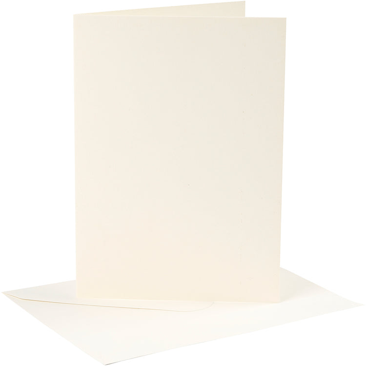 Cartes et enveloppes d'entreprise Creativ, format carte 12,7x17,8 cm, format enveloppe 13,3x18,5 cm, 220 gr, blanc cassé, 4 set 1 boîte