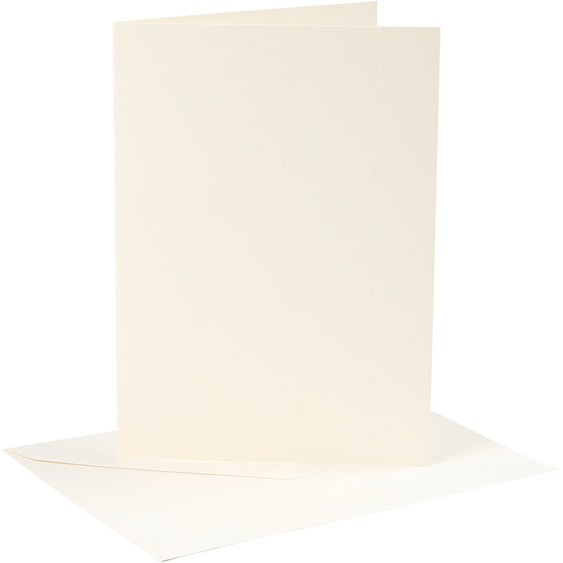 Cartes et enveloppes d'entreprise Creativ, format carte 12,7x17,8 cm, format enveloppe 13,3x18,5 cm, 220 gr, blanc cassé, 4 set 1 boîte