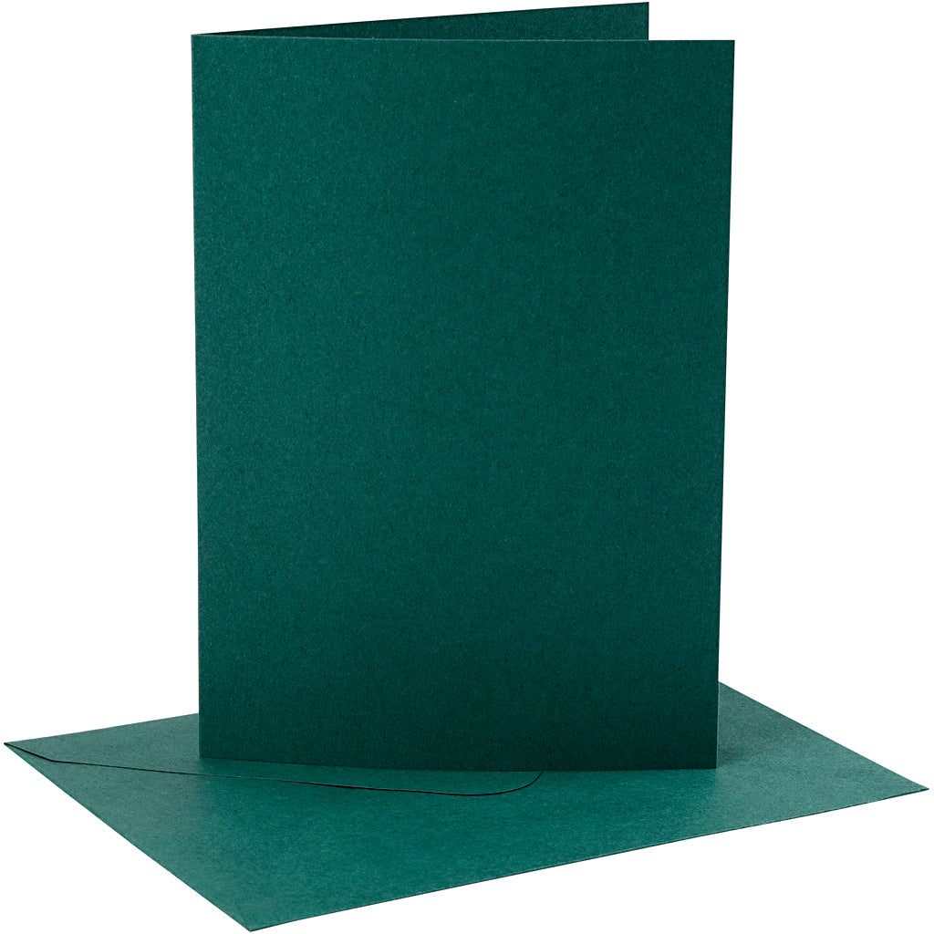Cartes et enveloppes d'entreprise Creativ, format carte 12,7x17,8 cm, format enveloppe 13,3x18,5 cm, 230 gr, vert foncé, 4 set 1 boîte