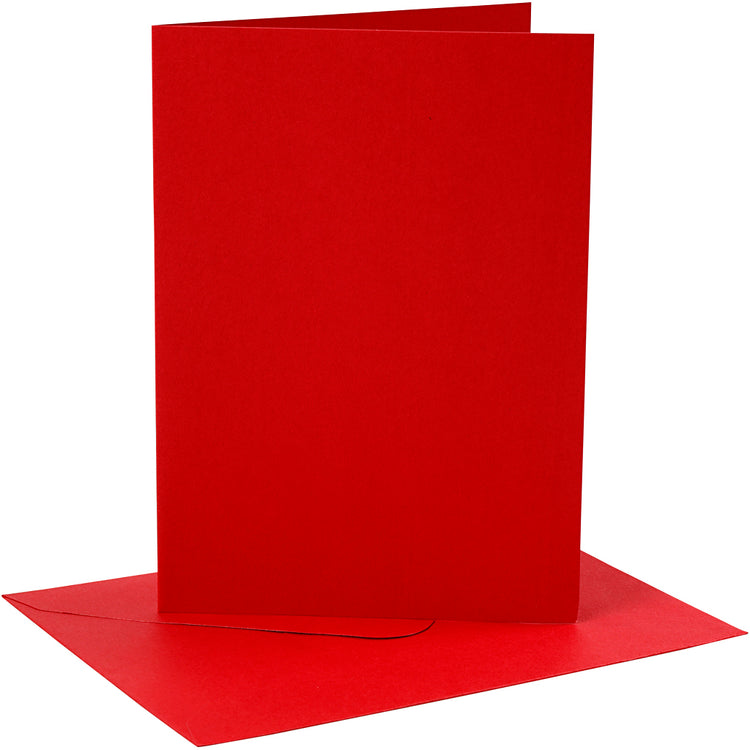 Cartes et enveloppes d'entreprise Creativ, format carte 12,7x17,8 cm, format enveloppe 13,3x18,5 cm, 230 gr, rouge, 4 set 1 boîte