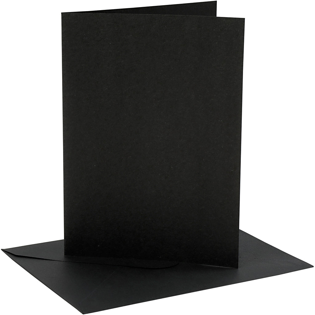 Cartes et enveloppes d'entreprise Creativ, format carte 12,7x17,8 cm, format enveloppe 13,3x18,5 cm, 230 gr, noir, 4 set 1 boîte