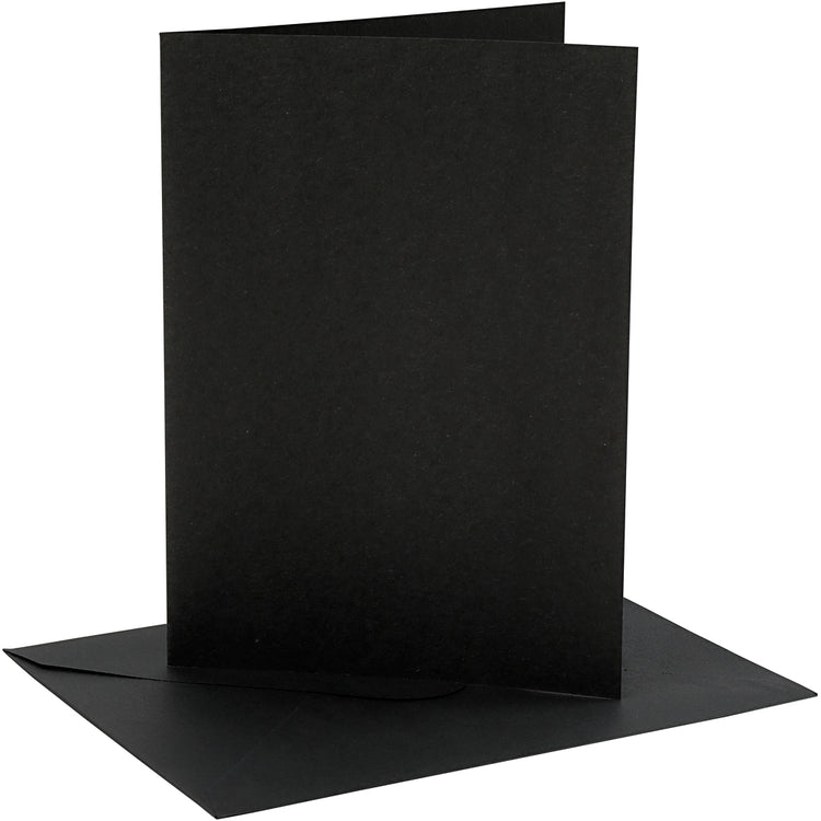 Cartes et enveloppes d'entreprise Creativ, format carte 12,7x17,8 cm, format enveloppe 13,3x18,5 cm, 230 gr, noir, 4 set 1 boîte
