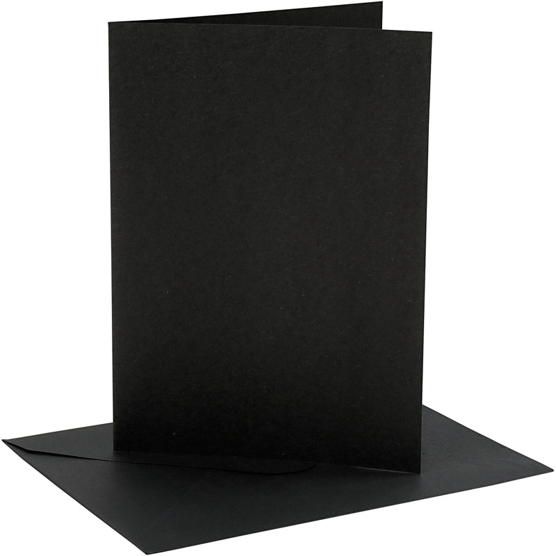 Cartes et enveloppes d'entreprise Creativ, format carte 12,7x17,8 cm, format enveloppe 13,3x18,5 cm, 230 gr, noir, 4 set 1 boîte