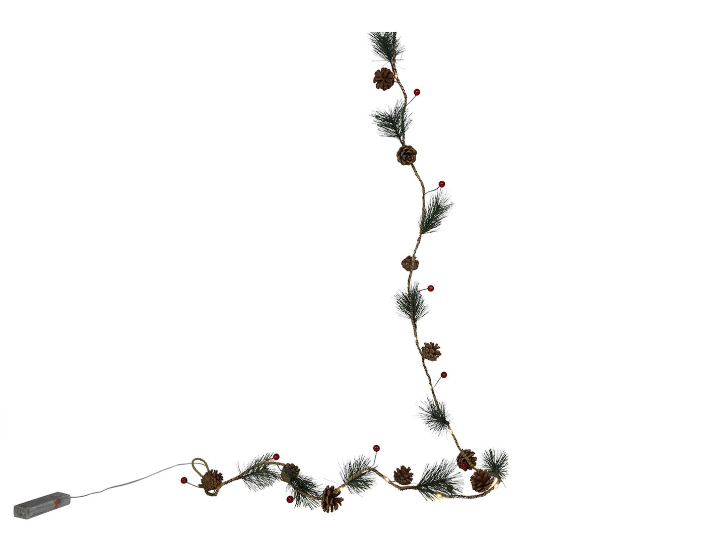 Svenska guirlande vivante feuille de pin aux fruits rouges 20led 180cm