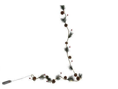 Svenska guirlande vivante feuille de pin aux fruits rouges 20led 180cm