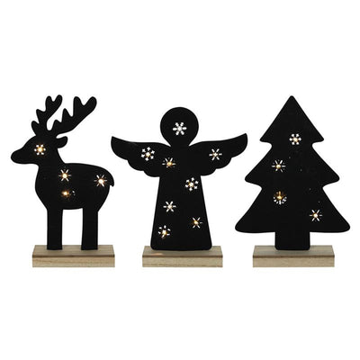 Svenska Living figurine de Noël en feutre sur socle en bois 8xled