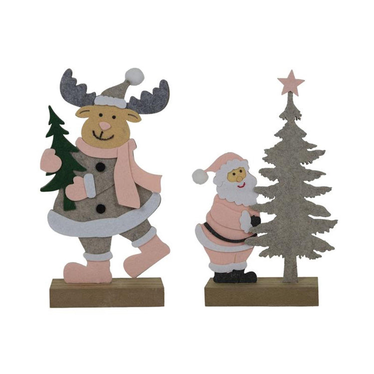 Svenska vivant Père Noël renne feutre 25cm rose gris