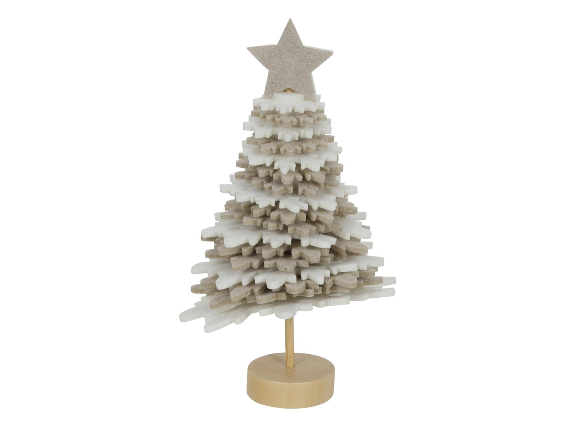 Svenska image vivante feutre sapin de Noël 16cm beige blanc