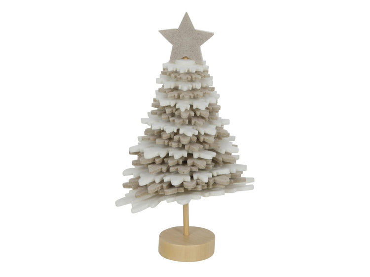 Svenska image vivante feutre sapin de Noël 16cm beige blanc