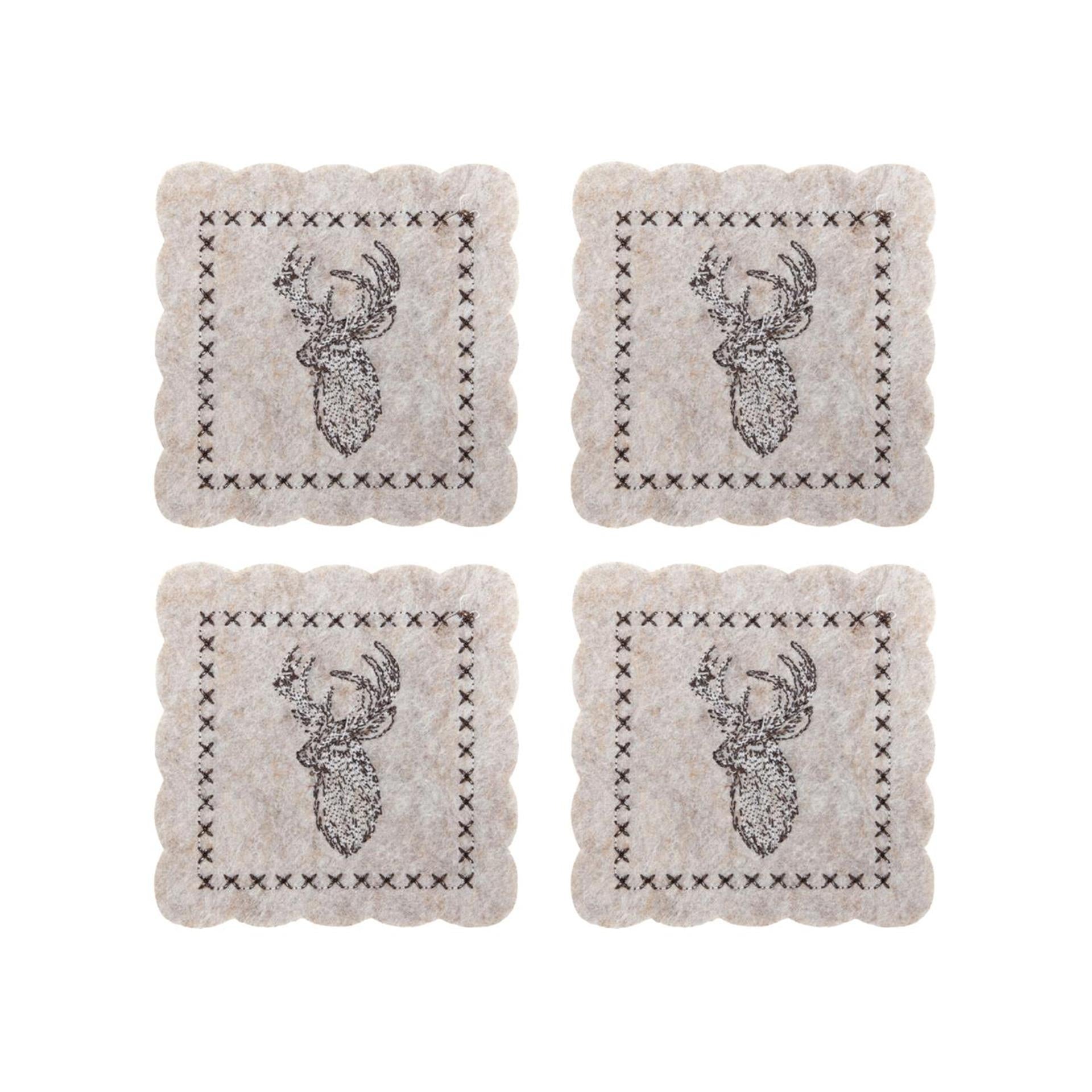 Svenska Living dessous de verre renne feutre lot de 4 10cm