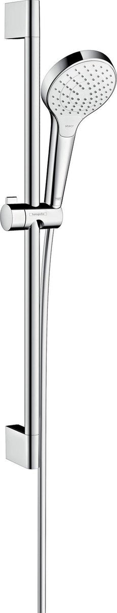 Hansgrohe croma s - set de douche - avec barre coulissante vario unico croma - 65 cm - commande à bouton sélecteur - chrome blanc