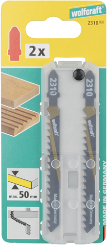 Wolfcraft - lame de scie sauteuse 100 mm - hcs, tige en T - 2 pièces - lames de scie sauteuse - 2310000