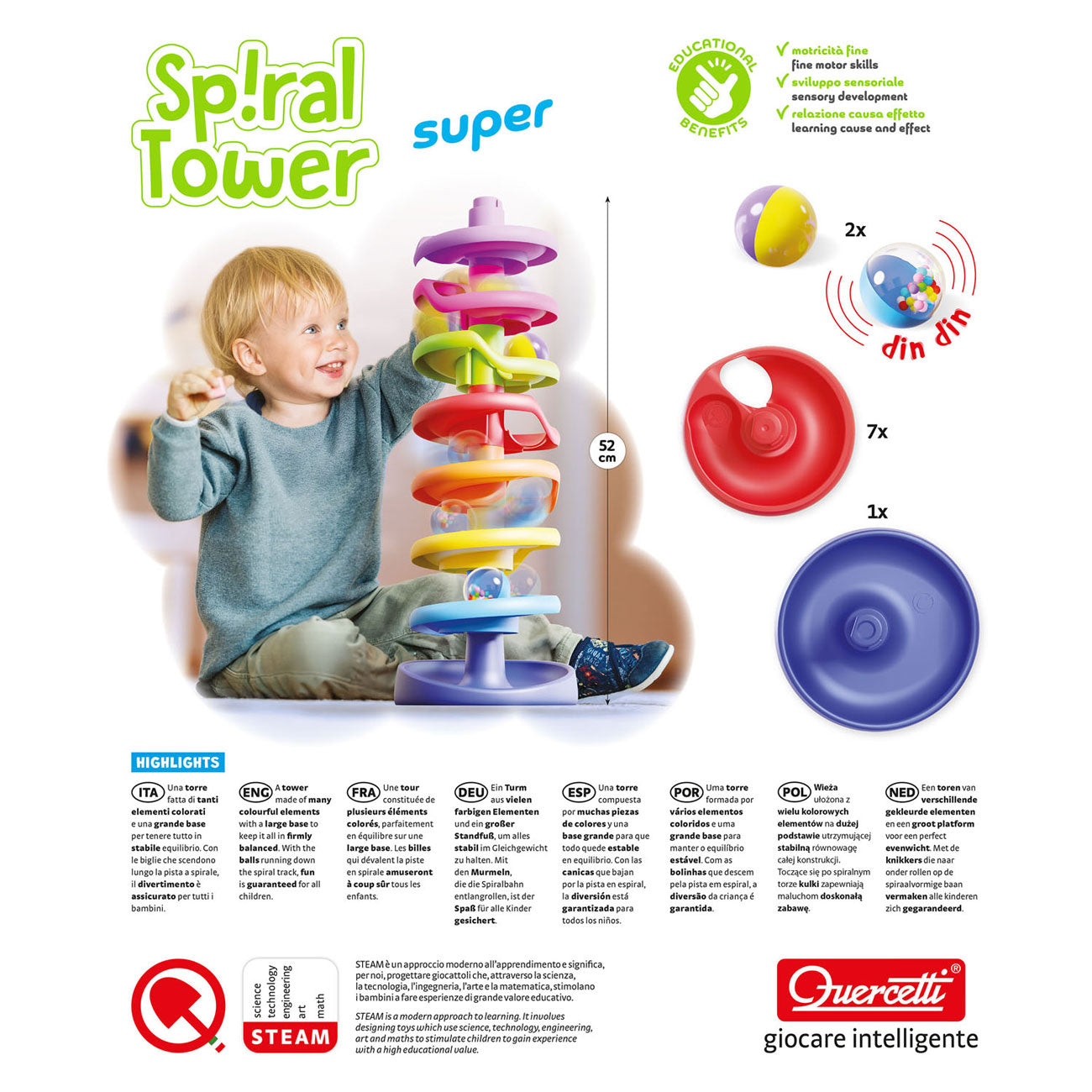 Tour à billes en spirale Quercetti - 10 pcs.