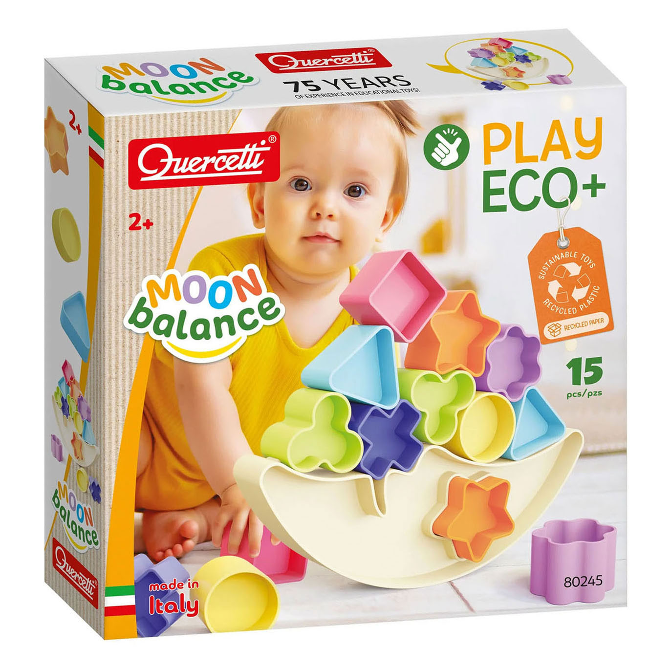 Quercetti playeco+ équilibrant la lune avec des formes