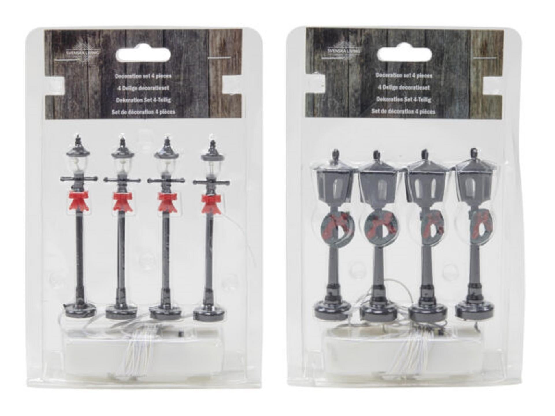Ensemble de lanternes vivantes Svenska pour village de Noël 4 pièces 10 cm