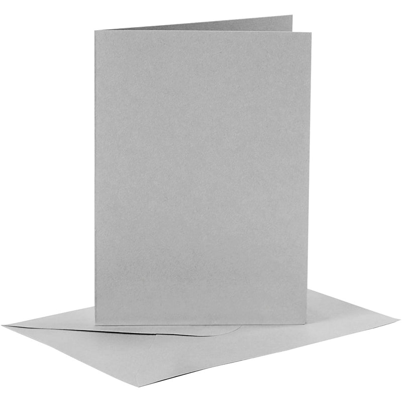 Cartes et enveloppes d'entreprise Creativ, format carte 10,5x15 cm, format enveloppe 11,5x16,5 cm, 120+210 gr, gris, 6 set 1 boîte