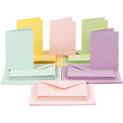 Cartes et enveloppes de l'entreprise Creativ, couleurs pastel, 50 ensembles