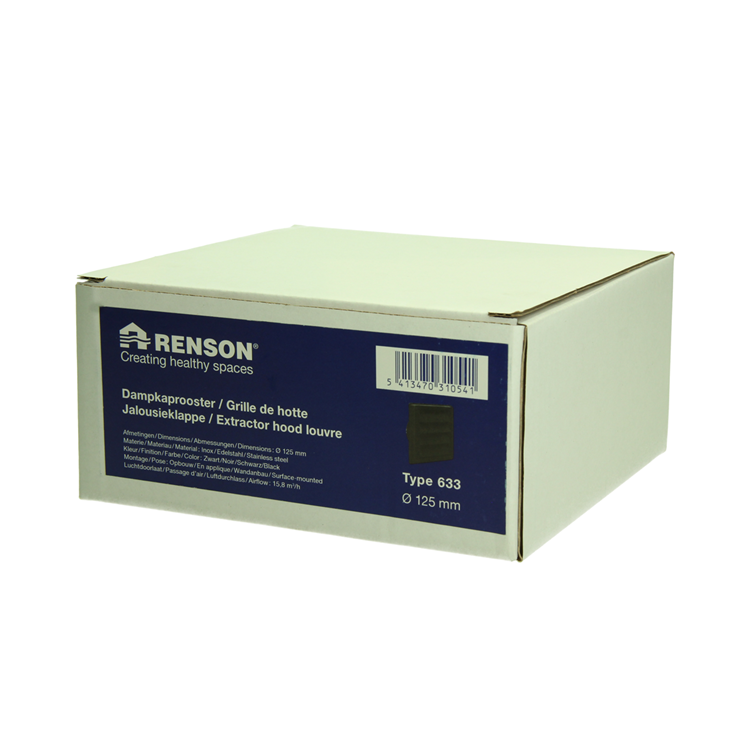 Renson 1068946 - grille de hotte encastrable en acier inoxydable 633 noir (diamètre 125) | 2 pièces