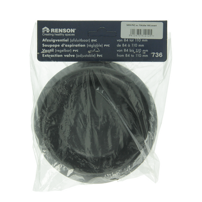 Renson 1068944 - vanne d'extraction intégrée PVC 736 (dia 100) str 9005 (noir) | 2 pièces