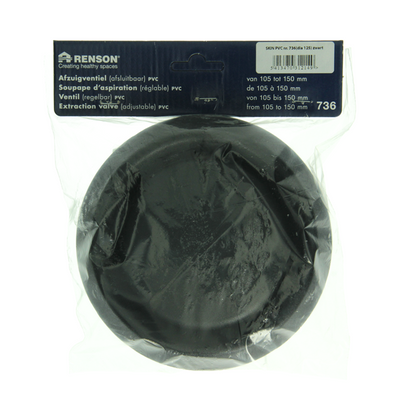 Renson 1068945 - vanne d'extraction intégrée PVC 736 (diamètre 125) str 9005 (noir) | 2 pièces
