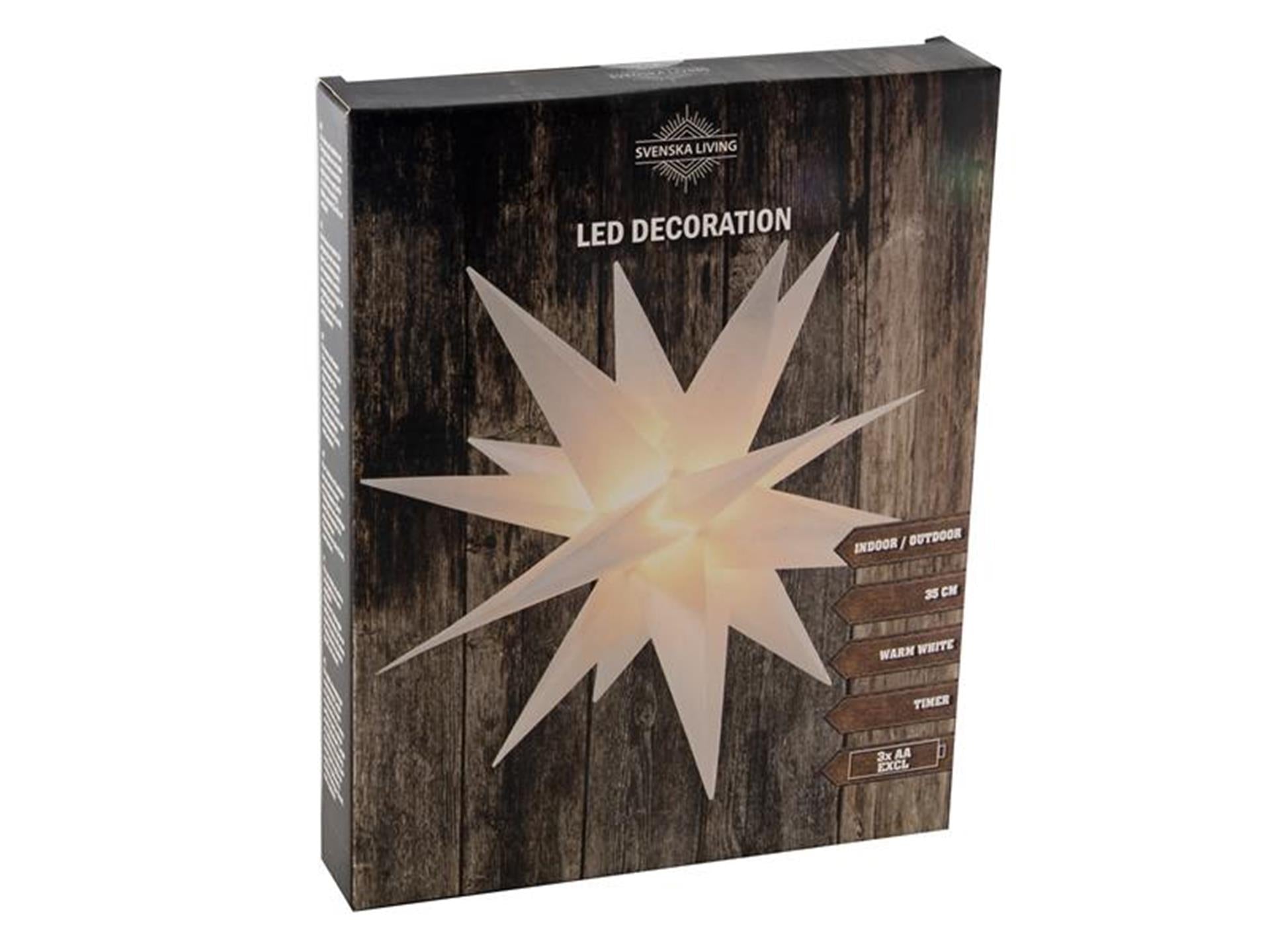 Svenska living star plastique 35cm blanc 4xminuterie chauffée