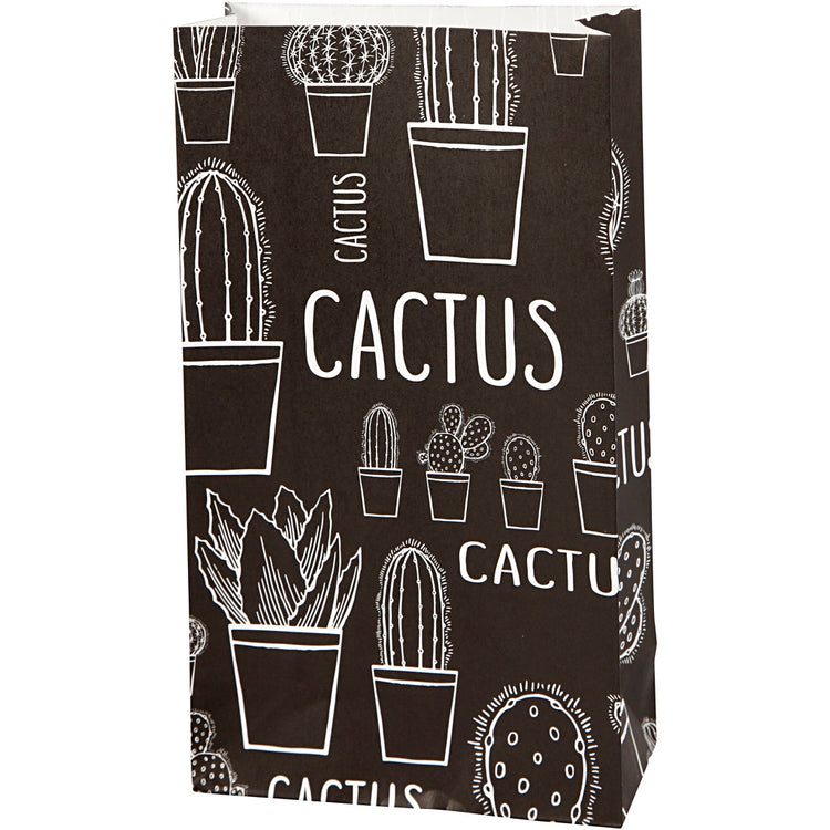 Sacs en papier Vivi gade, cactus, h: 21 cm, dim. 6x12 cm, 80 g, 8 pièces 1 boîte