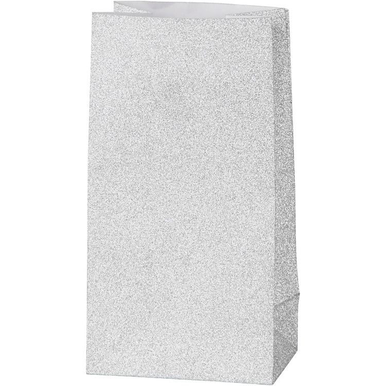 Sacs en papier Vivi gade, h : 17 cm, dimensions 6x9 cm, 120 g, argent, 8 pièces 1 boîte