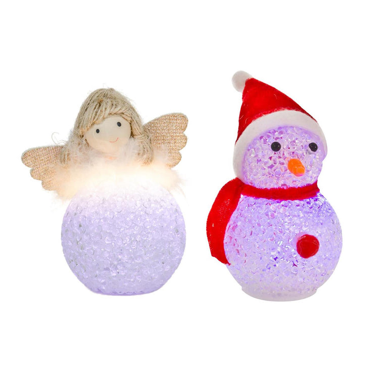 Svenska living Figurine LED bonhomme de neige ange 3x LR44 10cm
