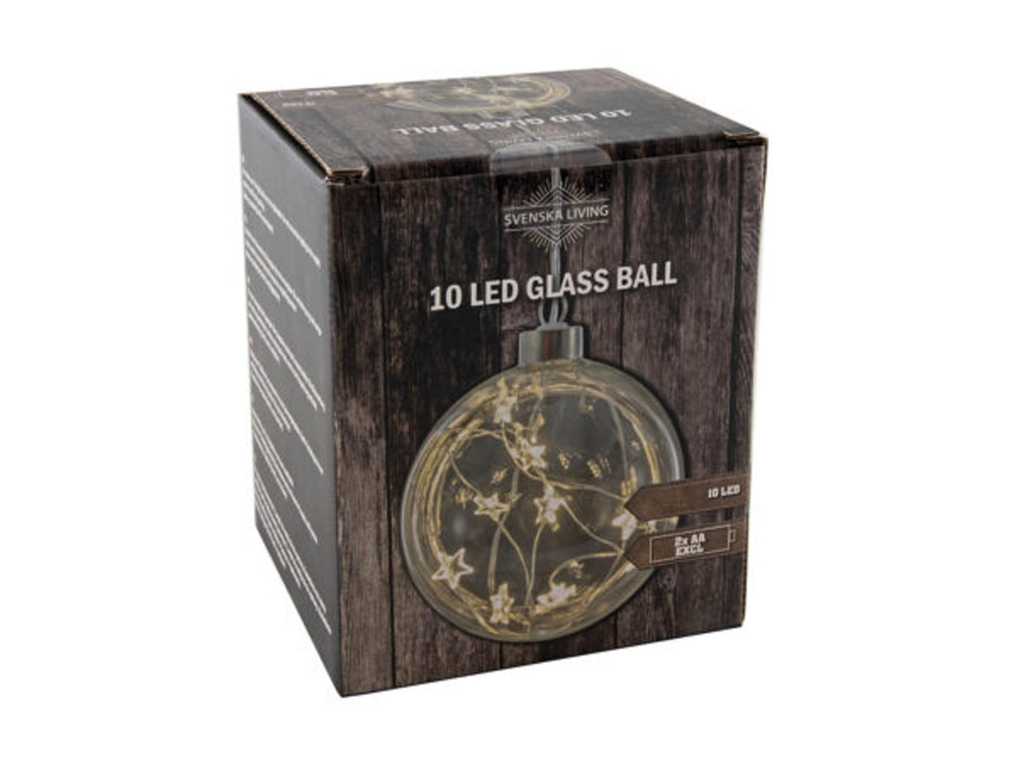 Svenska living boule de verre 10cm avec étoile en fil 10led 2xaa