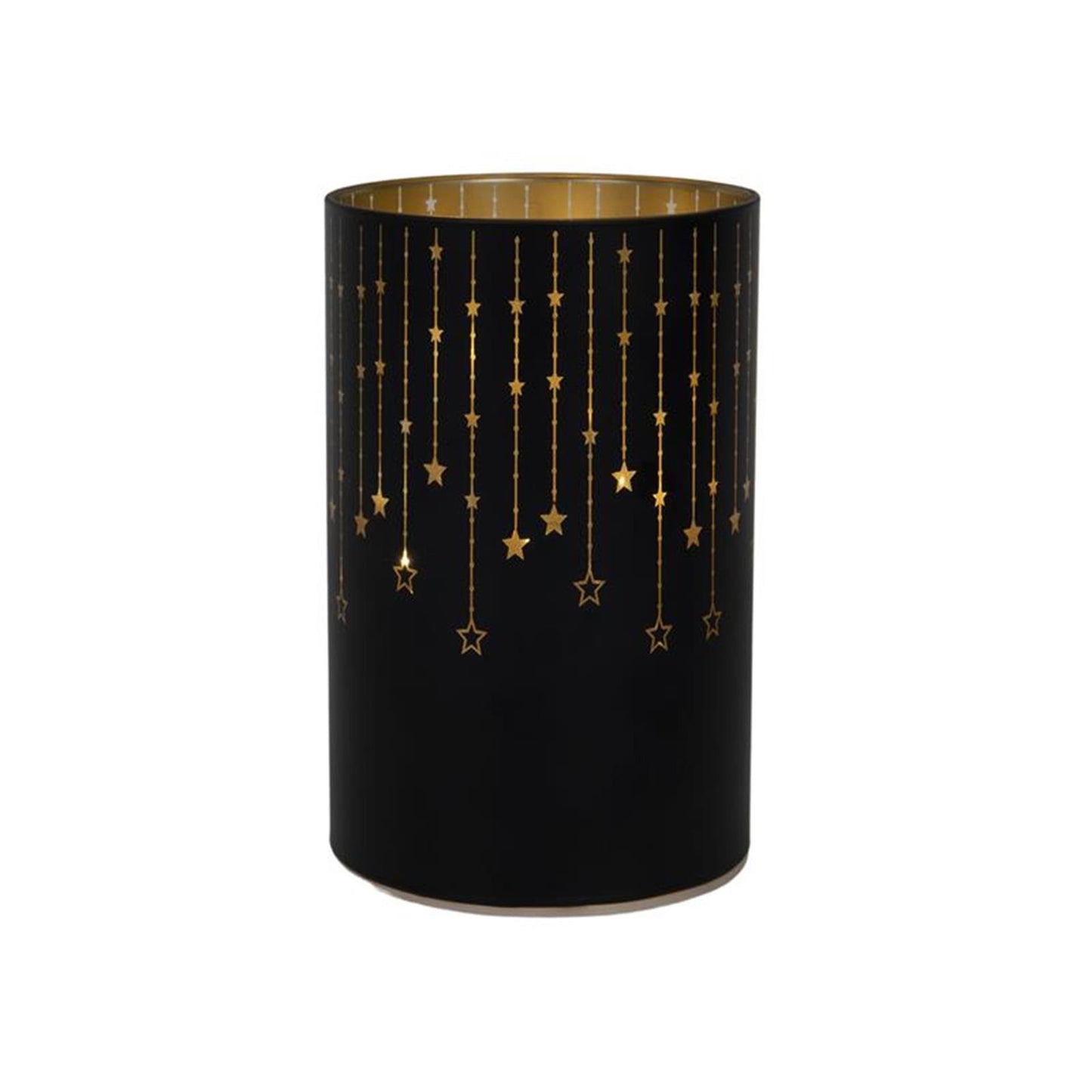 Svenska living cylindre verre 14cm led noir 3xaa minuterie
