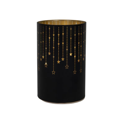 Svenska living cylindre verre 14cm led noir 3xaa minuterie
