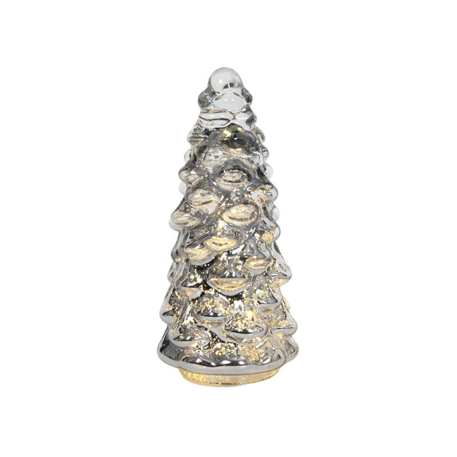 Svenska statue vivante sapin de Noël verre LED argent 20cm