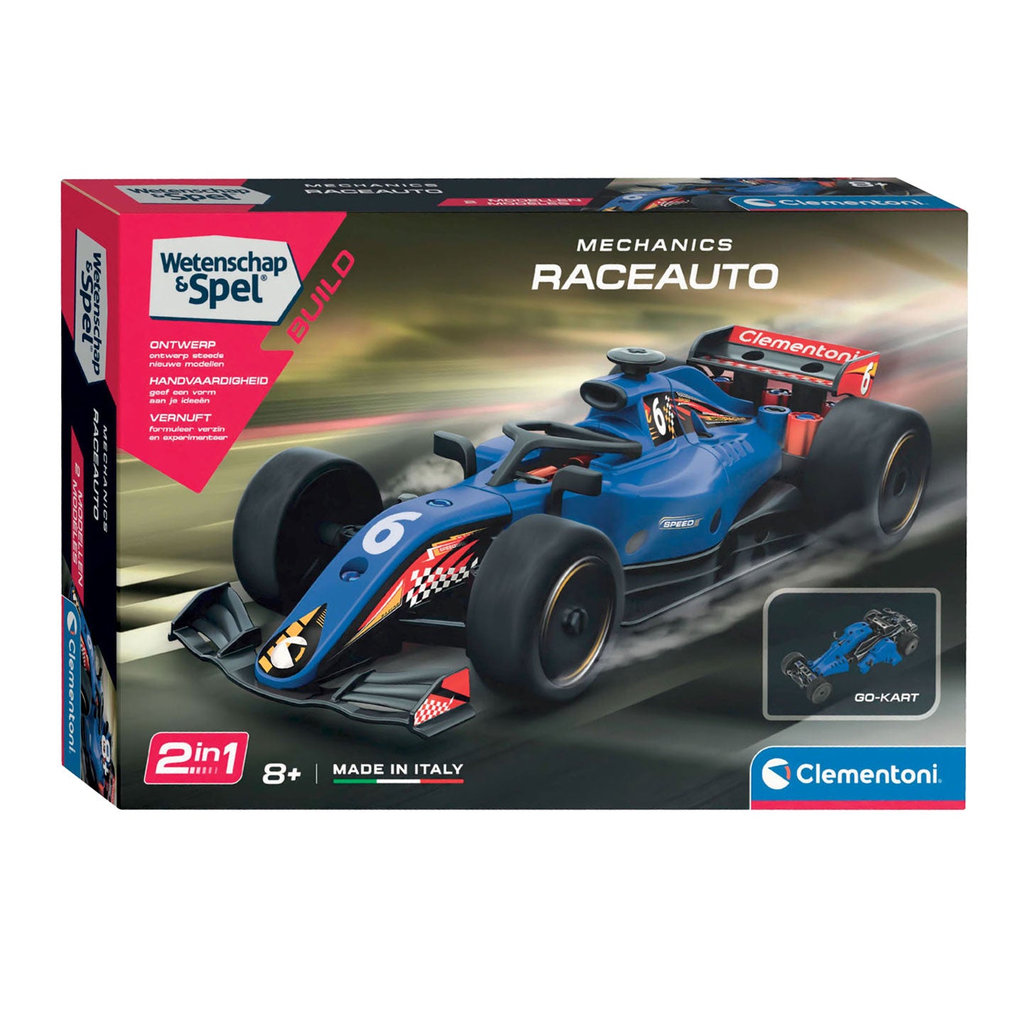 Clementoni Science and Game Mechanics Racing Car Or Kart 2in1 Building Set