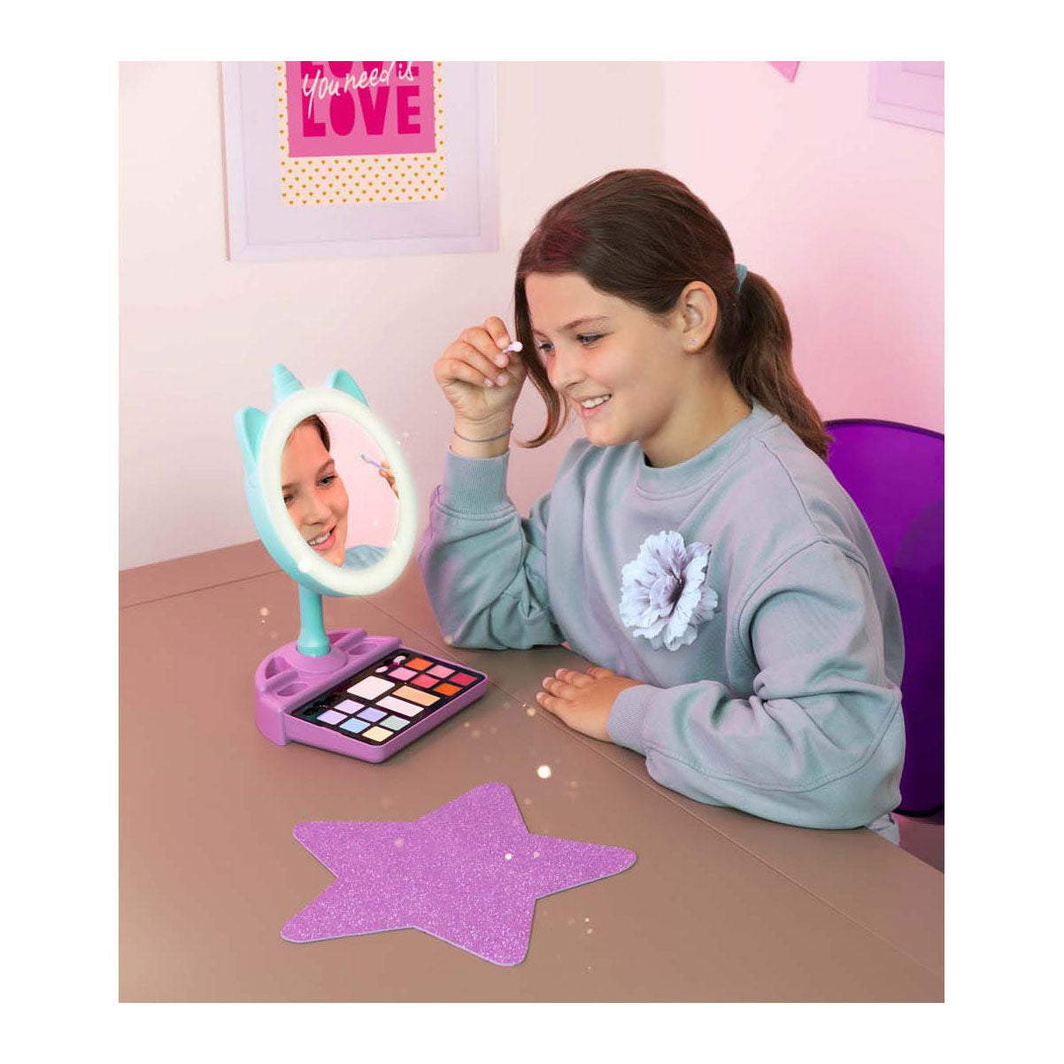 Clementoni Crazy Chic - Unicorn Spiegel avec une lumière à la LED