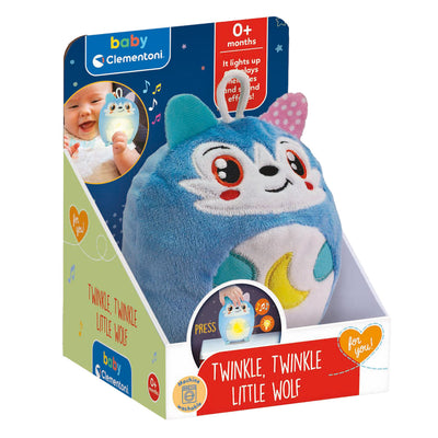 Clementoni Baby Twinkle Winkle Little Wolf Blue Cuddle Night lampe