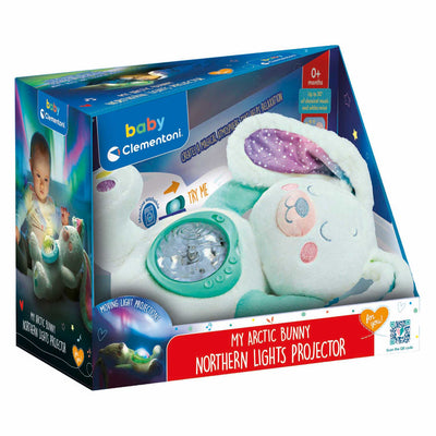 Clementoni bébé lapin peluche interactive aurores boréales