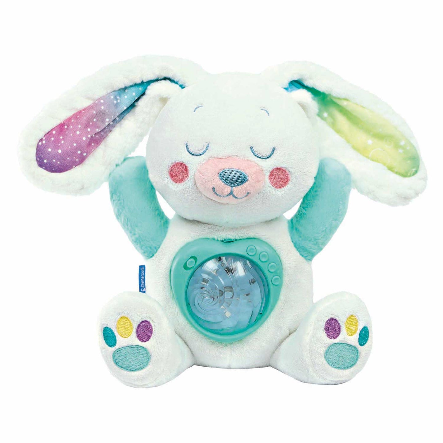Clementoni bébé lapin peluche interactive aurores boréales